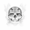 tekno mexican skull with helmet and moustache tattoo design idea