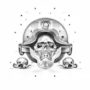 tekno mexican skull with helmet and moustache tattoo design idea