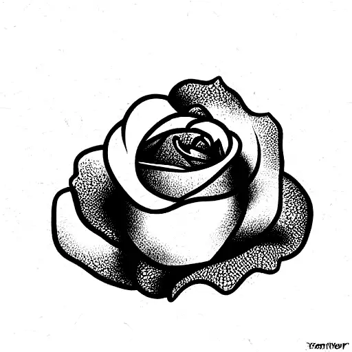 Rose, leaves, vertical tattoo design idea