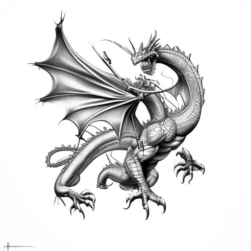 dragon rodeando brazo, sin alas tattoo design idea