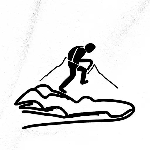 man pushing rock uphill tattoo design idea