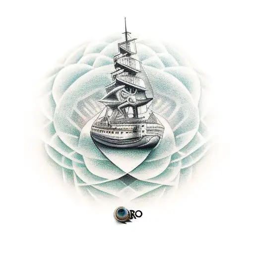 barco con faro iluminando tattoo design idea