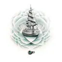 barco con faro iluminando tattoo design idea