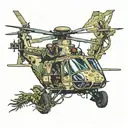 sergeant in the army flying a helicopter using apple Maps on his broken iPhone flying over crawfish fields tattoo design idea