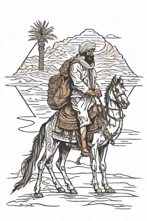 Desert, Bedouin Arab traveler tattoo design idea