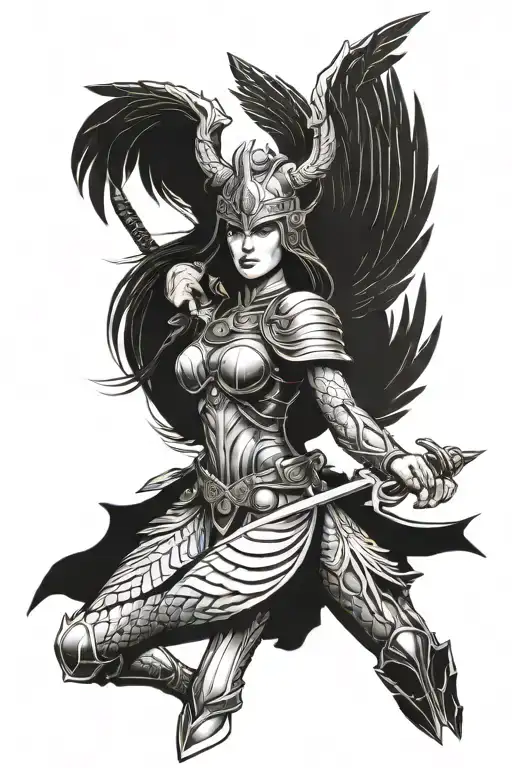 Valkyrie warrior tattoo design idea