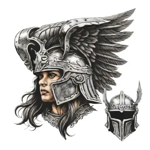 Valkyrie with winged helmet tattoo design idea