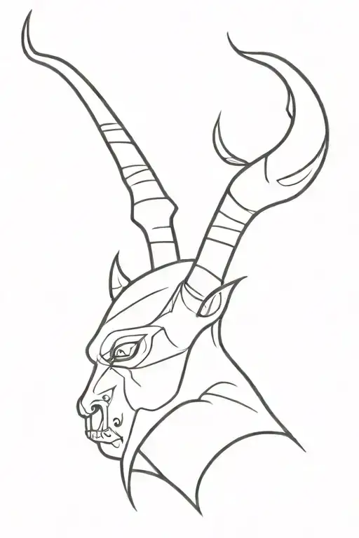 Scary devil horns tattoo design idea