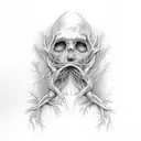 Root-like veins that run from behind the ear to the shoulder blade tattoo design idea