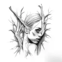 Root-like veins that run from behind the ear to the shoulder blade tattoo design idea