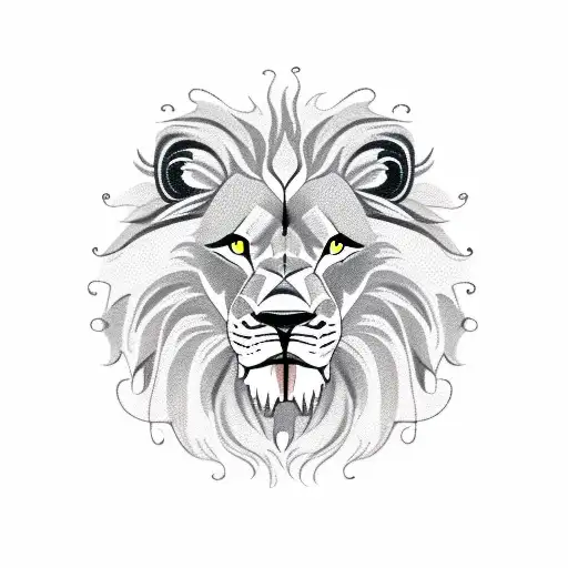 front facing closeup of lion showing teeth next to a front facing closeup of wolf showing teeth next to a side profile o tattoo design idea