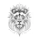 front facing closeup of lion showing teeth next to a front facing closeup of wolf showing teeth next to a side profile o tattoo design idea
