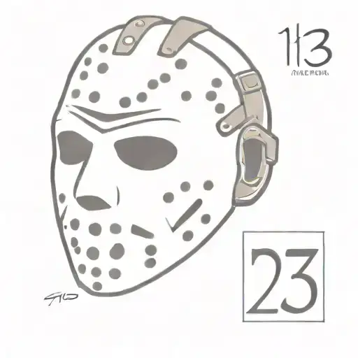 Friday the 13th Jason mask with the number 13 on the forehead  tattoo design idea
