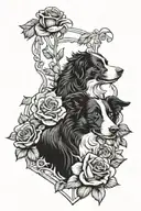 Border Collie, Harry Potter themes, and a rose growing tattoo design idea