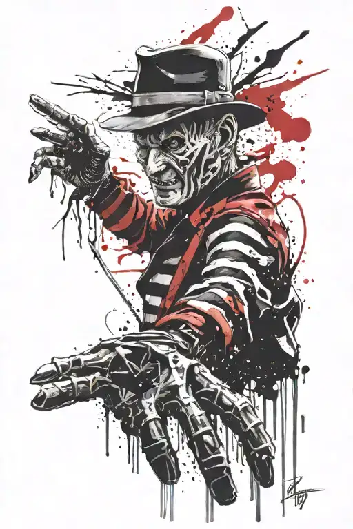 freddy krueger show his blade glove tattoo design idea