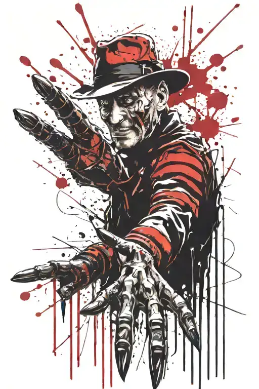 freddy krueger show his blade glove tattoo design idea