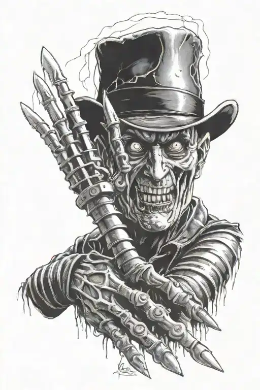 freddy krueger show his blade glove tattoo design idea