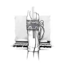 arm sleeve with piano keys and guitar strings tattoo design idea