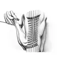 arm sleeve with piano keys and guitar strings tattoo design idea