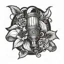 a flashlight on top of a case file type logo tattoo design idea