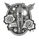 a flashlight on top of a case file type logo tattoo design idea