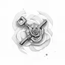 mechanic's wrench with a tangled rose tattoo design idea