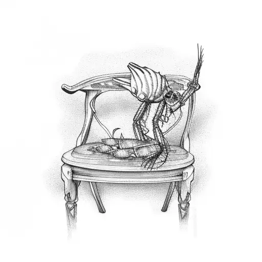 shrimp on a chair tattoo design idea