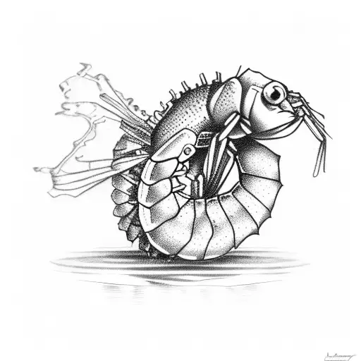 shrimp on a stool tattoo design idea