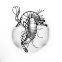 shrimp on a stool tattoo design idea