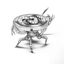 shrimp on a stool tattoo design idea