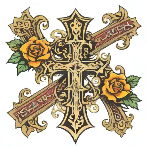 Cross and faith written tattoo design idea
