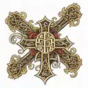 Cross and faith written tattoo design idea