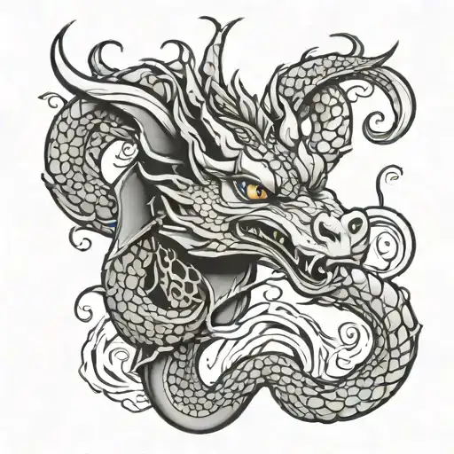 dragon whick chick body tattoo design idea