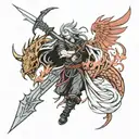 sephiroth versus kaido dragon form on arm tattoo spiraling  tattoo design idea