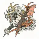 sephiroth versus kaido dragon form on arm tattoo spiraling  tattoo design idea