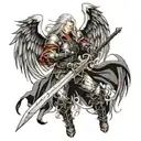 sephiroth like saint michael pose  tattoo design idea