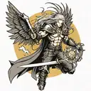 sephiroth like saint michael pose  tattoo design idea