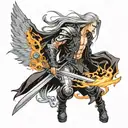 sephiroth like saint michael pose  tattoo design idea