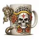 coffee mug with mason symbol intertwined tattoo design idea