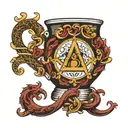 coffee mug with mason symbol intertwined tattoo design idea