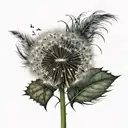 dandelion blowing leaves and wind tattoo design idea