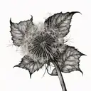 dandelion blowing leaves and wind tattoo design idea