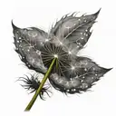 dandelion blowing leaves and wind tattoo design idea