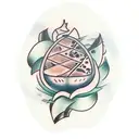 avocado with banner tattoo design idea