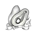 avocado with banner tattoo design idea