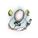 avocado with microphone tattoo design idea