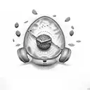 avocado with microphone tattoo design idea