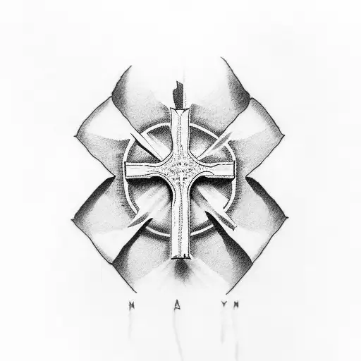 Christian Cross with Bible quote inside of cross tattoo design idea