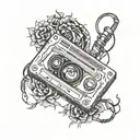 audio cassette, dapesh mod, tattoo design idea