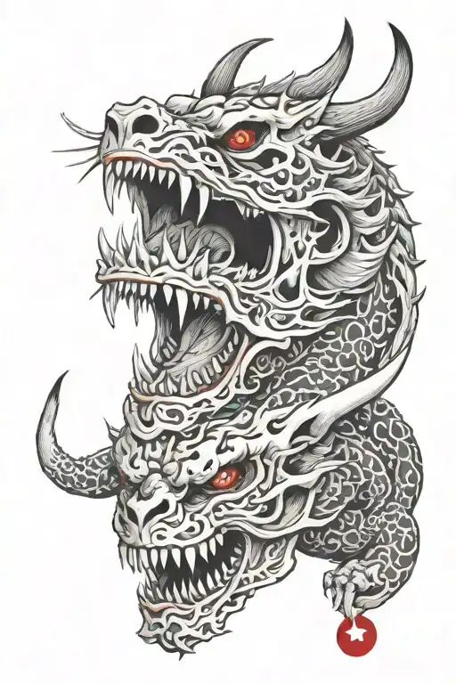 dragon tiger skull tattoo design idea